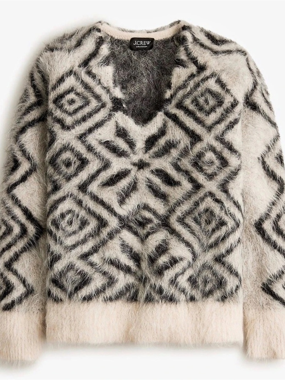 J.Crew Geometric Crewneck Sweater in Black & Cream Size XS-S Like N